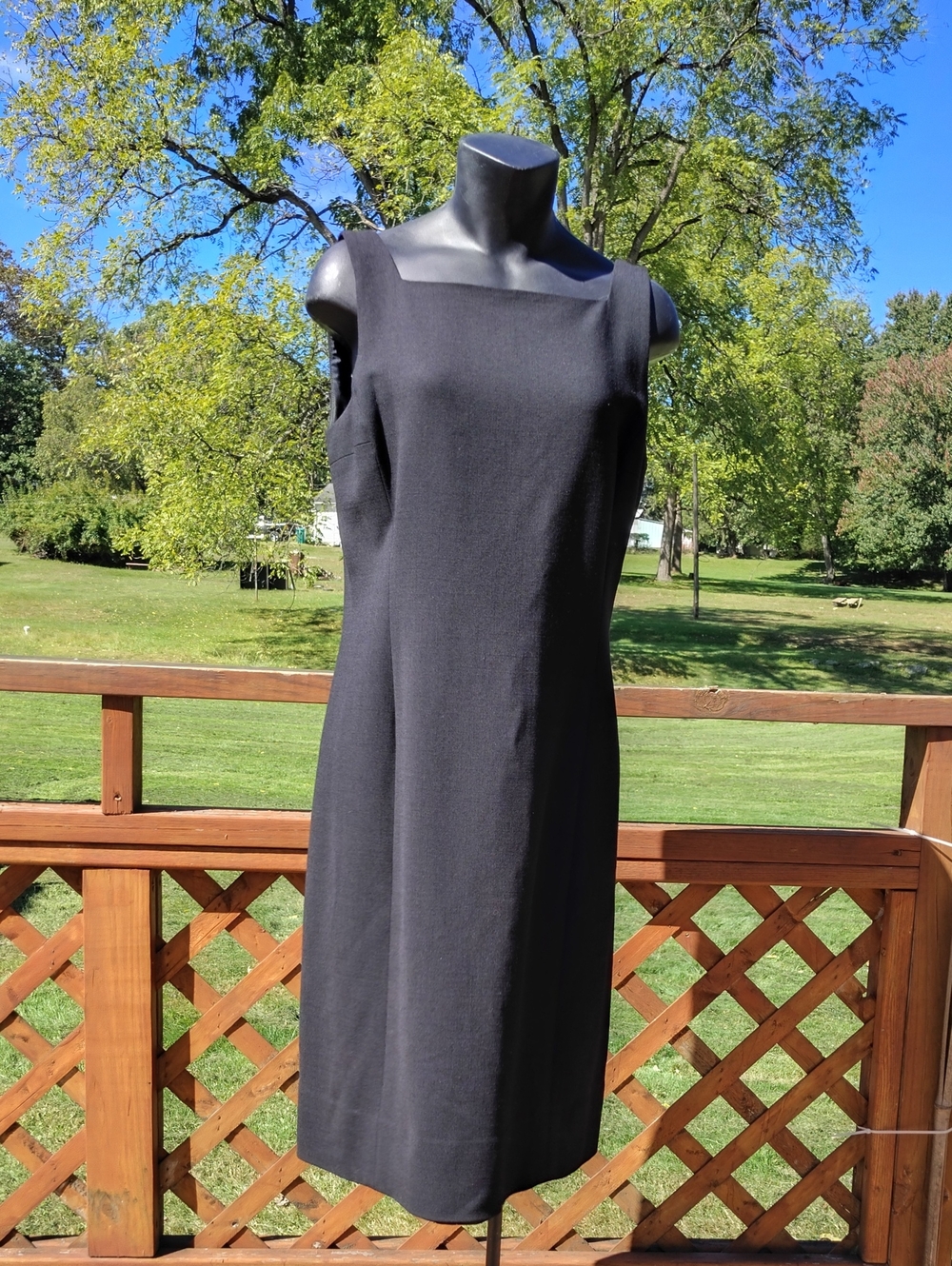 Lauren Ralph Lauren Black Sleeveless Wool Blend Sheath Midi Length Dress Size 6